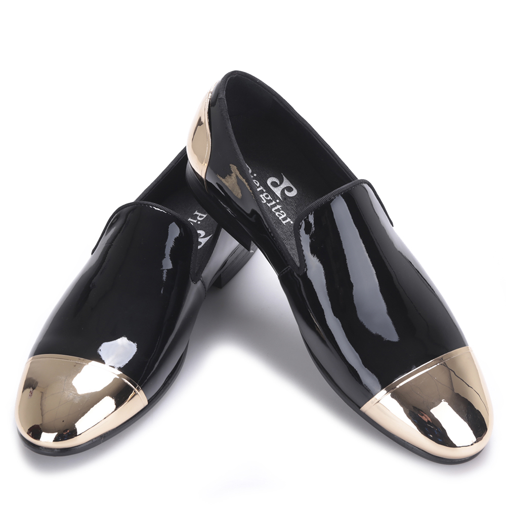 

new Black and White Patent Leather men Handmade shoes Party and Wedding men dress shoes Plus size men's loafers
