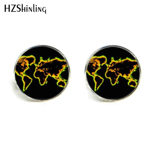 

HZShinling 2017 World Map Pattern Cufflinks for Men Multicoloured Earth Map Shirt Cuff Links Personalized Cufflinks Wedding 006