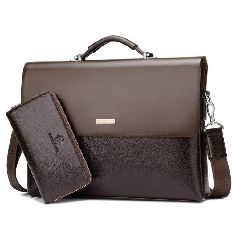 

Brand Business Men Briefcase Bag pu Leather Black Luxury Designer Laptop Bag Office Large Capacity Briefcase, Brown