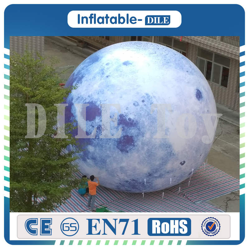 

Free Shipping To Door 2.5m Giant Inflatable Moon Balloon Light Inflatable Sphere Planets Shape Balloons For Decoration