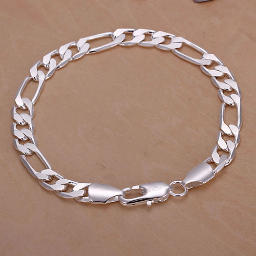 Bracelet en argent sterling fine 925 pour femmes hommes, mode 925 Silver 8mm chaîne 8Inch Bracelet ITALIE 2018 Nouvelle Arrivée Noël Best GFIT AH