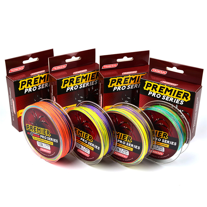 

PREMIER PRO Mix 5 colors 4 Strands Braid Line Super Strong Ocean fishing wire 100m PE Braided Fiber From Japan 20LB~100LB