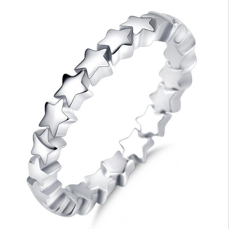 

Brand New Luxury Vintage Fashion Jewelry 925 Sterling Silver Stacking Handmade Party Women Wedding Star Band Ring for Engagement Gift