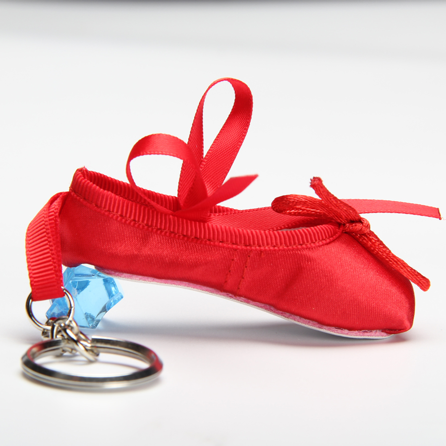 

Kids Ballerina Mini Ballet Shoe Ballet Keychain Gift Satin Pointe Shoes Key Ring Pink Dance shoes Ballet Bag Charm Chain DT009, Red