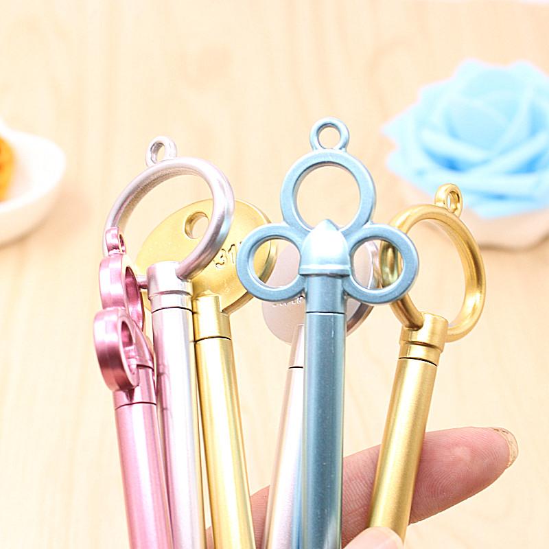 

6 pcs/lot Creative golden key neutral pen kawaii stationery pens material plastic office school supplies papelaria kids gifts