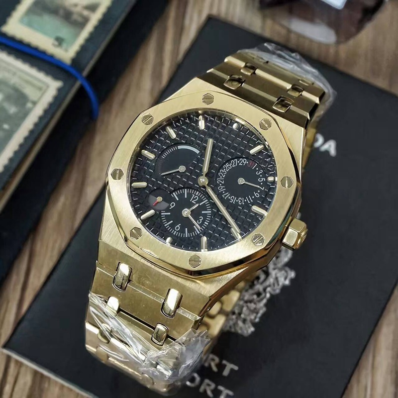 

Fashion luxury men's watch. With imported manual storage mechanical movement. Diameter 43mm mineral glass mirror 316 stainless steel gold wa, White
