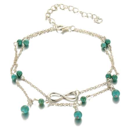 

17KM New Double Infinite Beads Pendant Anklet Foot Chain For Woman Summer Bracelet Charm 2 Color Anklets Foot Jewelry Gift