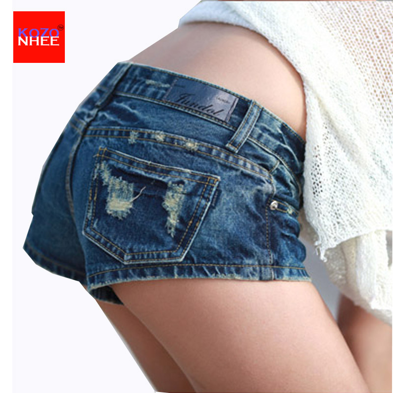2017 pole dancing Sexy Women's summer crystal Shorts Jeans denim Micro Mini Jean Ultra Low Rise Waist Plus Size Ripped Shorts