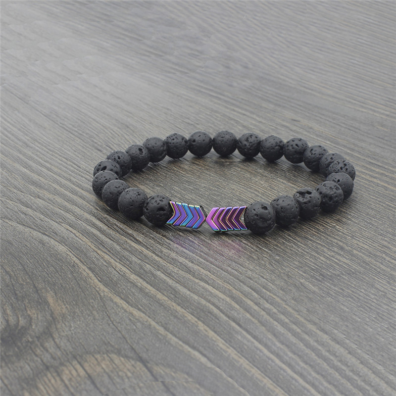 

Colorful Arrow strand Bracelet Lava Stone Essential Oil Diffuser Bracelets women mens fashion jewelry will and sandy gift