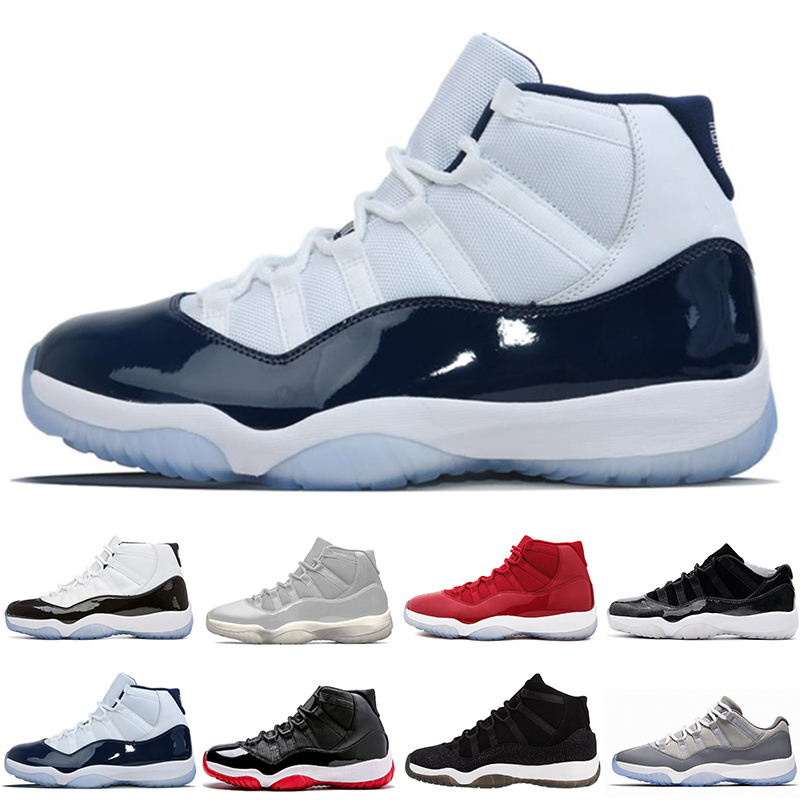 2018 New 11 s Cap Et Robe De Basket-Ball Chaussures De Bal Nuit 11 Cool Gris Velours Heiress Vin Hommes Sneaker Livraison Gratuite