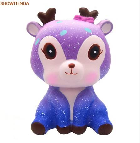 

11cm PU Galaxy Cute Deer Cream Scented Squishy Slow Rising Squeeze Toy Strap Kids Toy Gift Toys Stress Relief Reliever