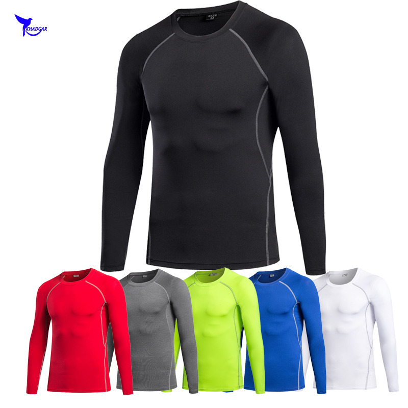 

Mens Fitness Long Sleeves Rashguard T Shirt Men Bodybuilding Skin Tight Thermal Compression Shirts MMA Crossfit Workout Top Gear, White