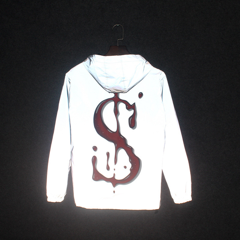 

Fashion Jacket Winderbreaker Mens Jacket New Reflective Jacket Man Women Hooded Polyester Fibre Long Sleeve Hooded Sweatshirt, No.9