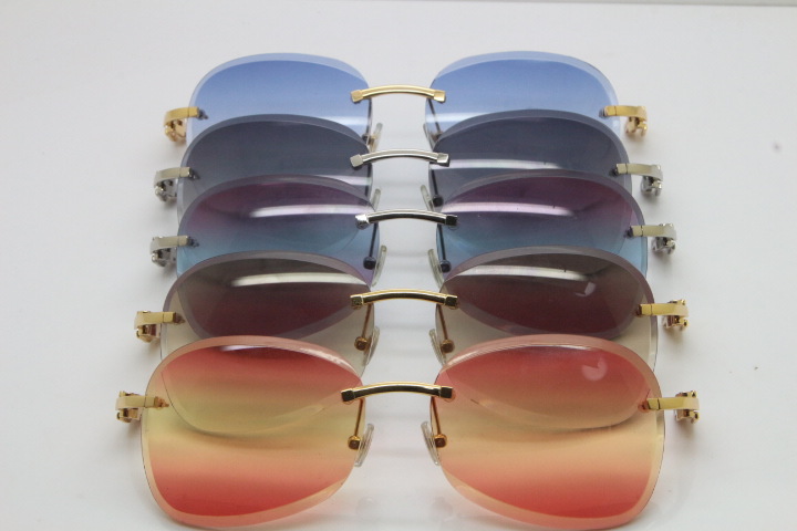 

New Brand Sunglassses Men Women Fashion Rimless Sunglasses Exquisite White Buffalo Horn Glasses Sunglasses with Original Case