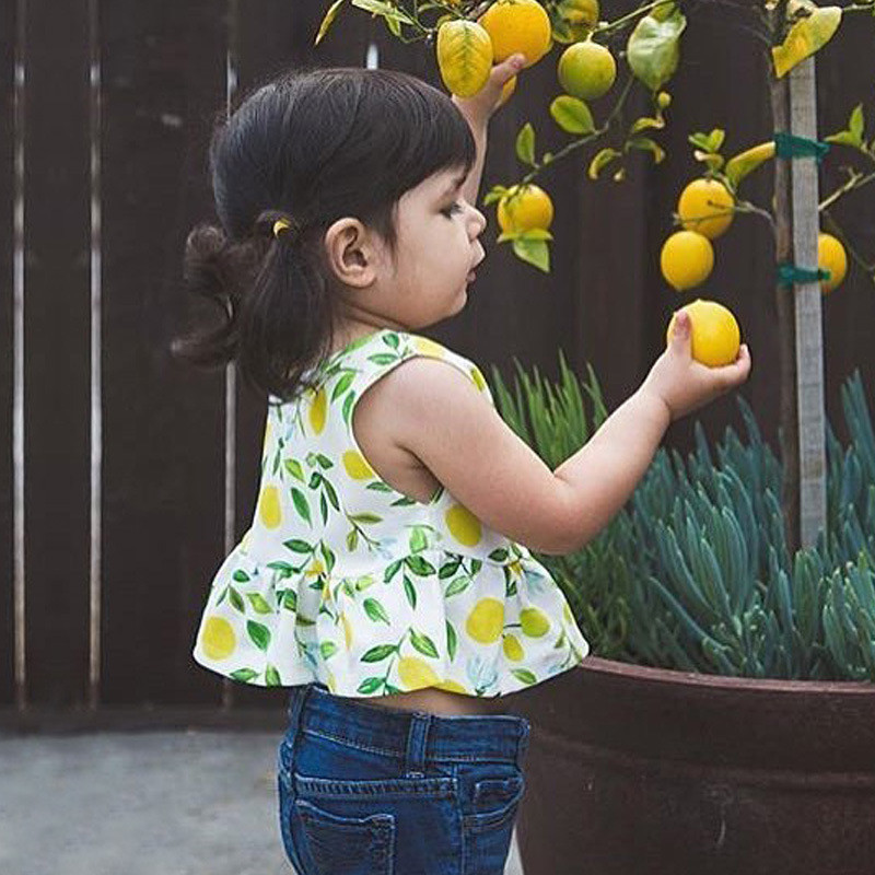 

Baby Clothes Girls Lemon Tank Suit Fashion Vest Tops+shorts Girl's Outfits Children Suits Summer Boutique Clothes Sleeveless Tops, Top