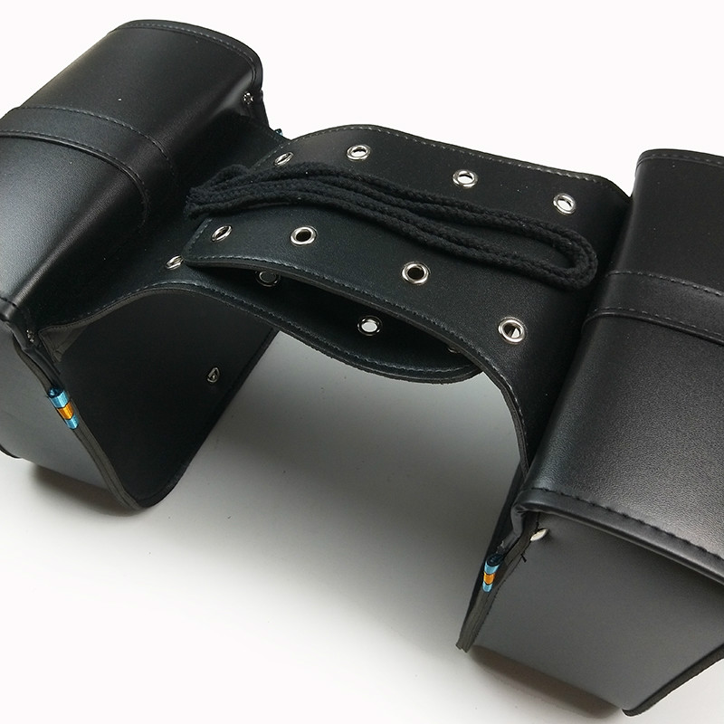 

2pcs Motorcycle Leather Side Saddle Bags For Harley Sportster XL883/1200 Black