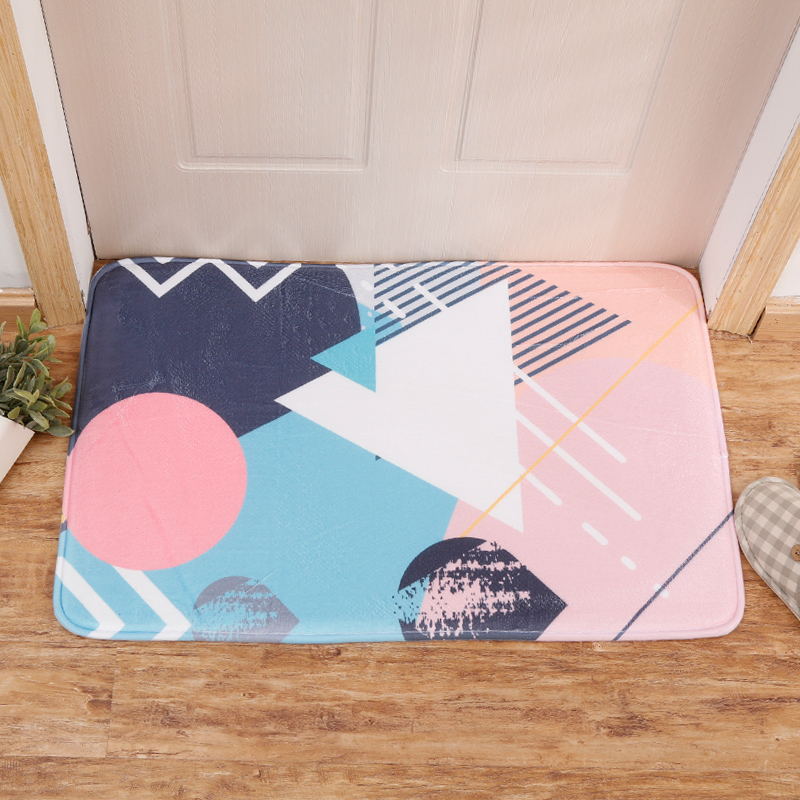 

Geometric Bathroom Carpet Nordic Rugs Living Room Anti-slip Kitchen Carpet Door Mat Bath Flannel Alfombra Bedroom Mat Q