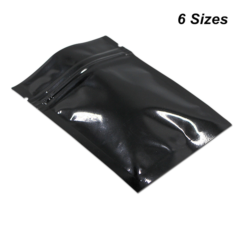 

Black Resealable Aluminum Foil Zipper Lock Food Storage Pack Bags Foil Mylar Zipper Heat Seal Coffee Tea Powder Pouch Mylar Baggies