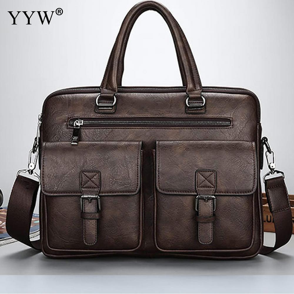 Men'S Executive Briefcase Male Tote Bag Brown Portfolio A Case For