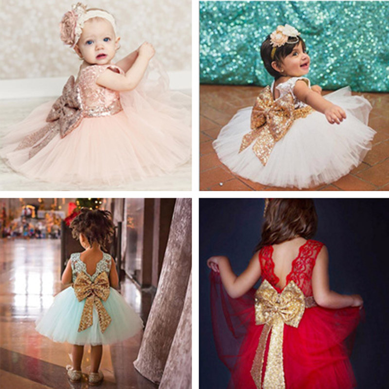 

4 Colors Girls Dress Lace Camisole Sequins Big Bowknot Tie Sleeveless Ballet Tutu Princess Party Baby Skirt 2-6T, Choose the color as below
