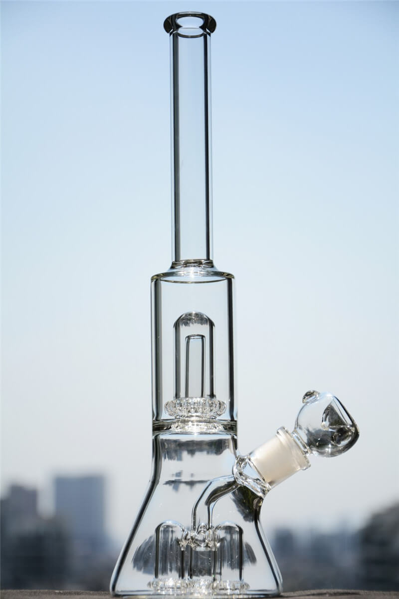 

Beaker Erlenmeyer Flask Water Bong hookahs Straight Tube Awesome Four Showerhead Perc 13 Inches and 18mm Joint