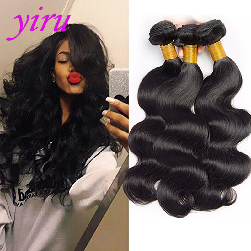 

Peruvian Indian Brazilian Malaysian Double Wefts Extensions Body Wave 3 Bundles Human Hair Natural Color 10-28inch