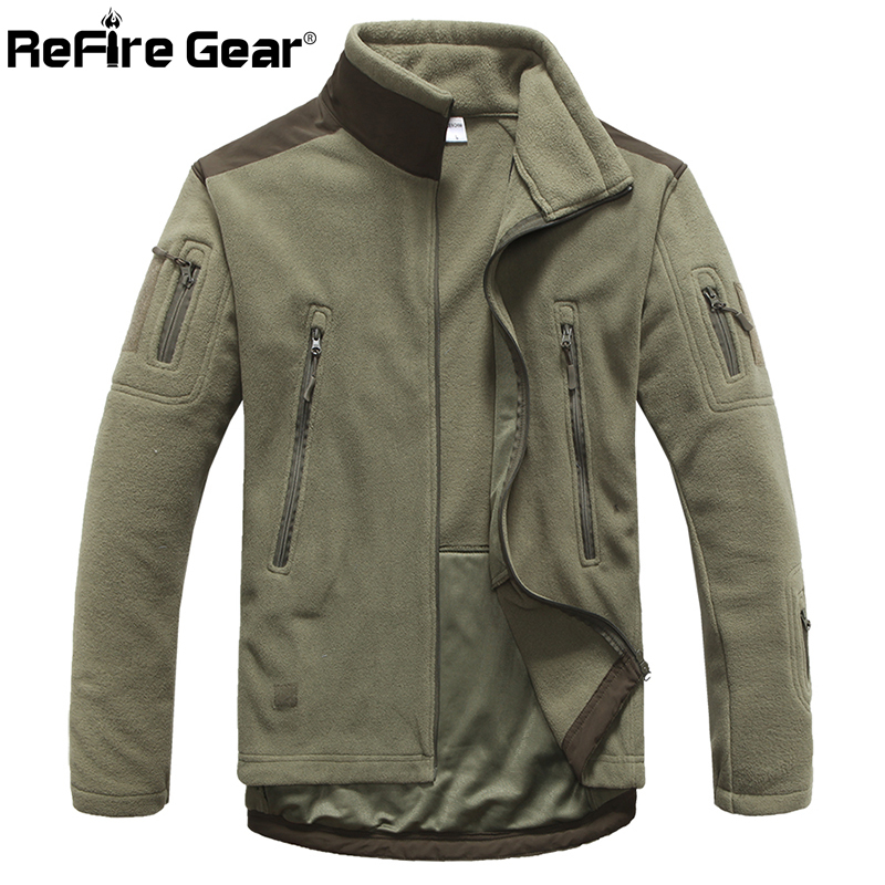 ReFire Gear Winter Warm Military Style Fleece Jacket Men Thicken Polar Outerwear Coat Army Clothing Many Pockets Tactical Jacket Y1892503