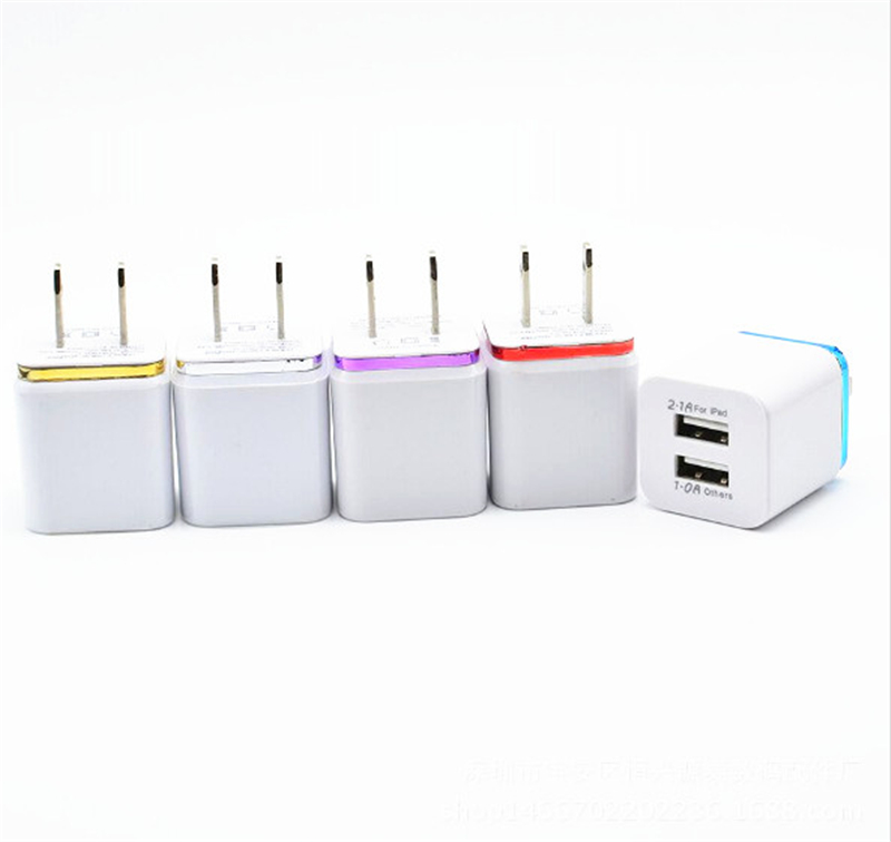 

2 USB 5V 2.1 Square Double USB AC Travel US Wall Charger Plug Dual Charger For Samsung Galaxy HTC Smart Phone Adapter