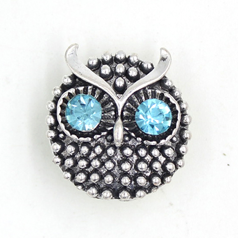 

Wholesale DIY Interchangeable Metal Button 2 Color Rhinestone Crystal Animal Owl Buttons for Snap Jewelry Snap Button Bracelet Snap Necklace
