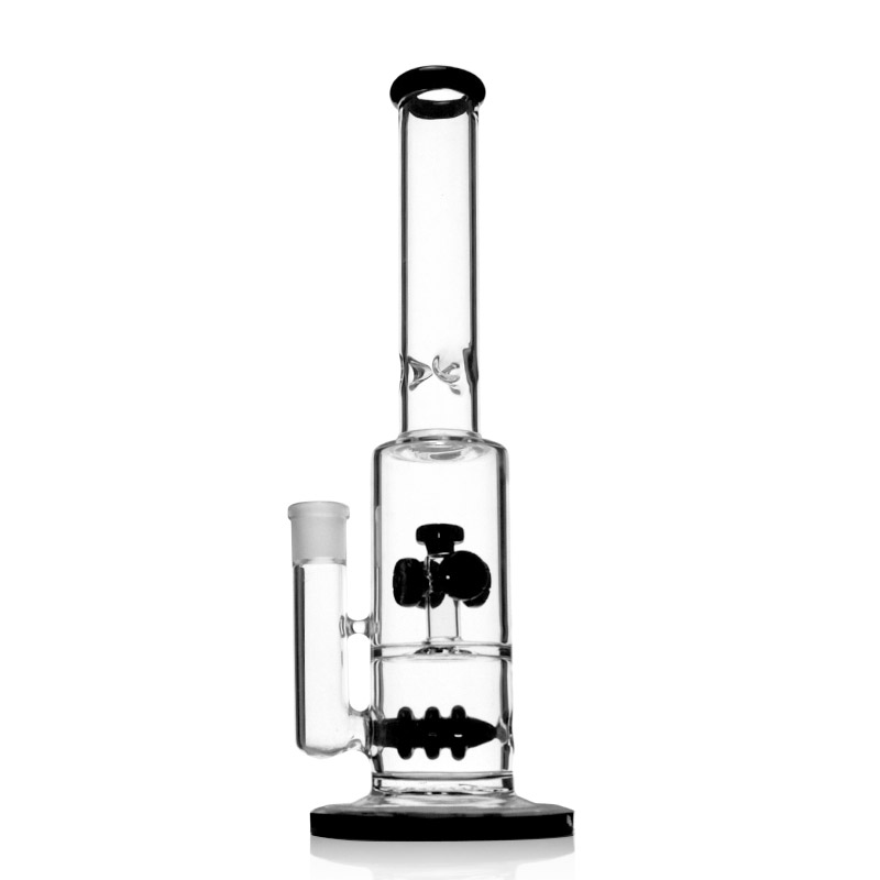 

Ice Notches Glass Bongs Straight Type 14.5" Percolator Glass Water Pipe Oil Rig Water Bong 18mm Female Joint