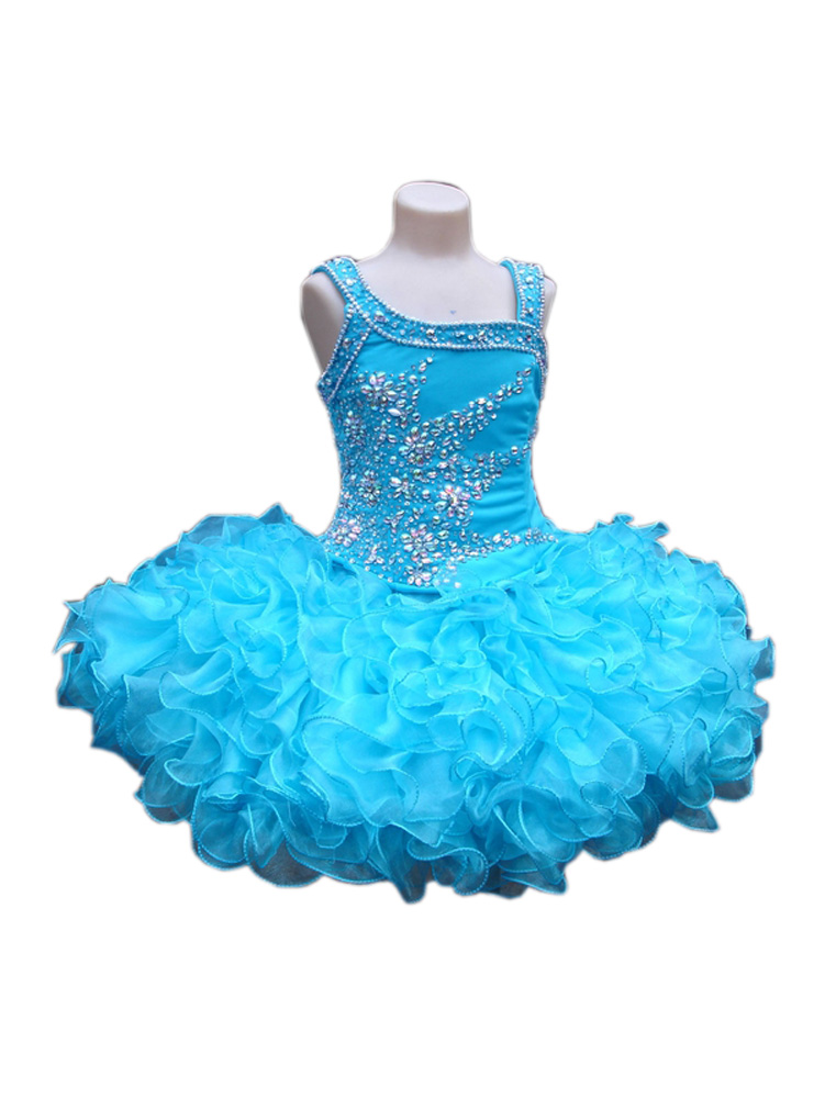 

Light Blue Cupcakes Girls Pageant Dresses Infant Toddlers Ball Gown Organza Rhinestones Kids Birthday party First Communion Dress Cheap, Custom made from color chart