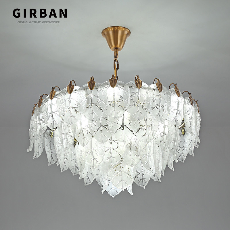 

Modern Pendant Light Romantic Glass Frosted White Leaf Shape Crystal Droplight E14 AC110-240V Living Room Bedroom Hanging Chandelier Lamp