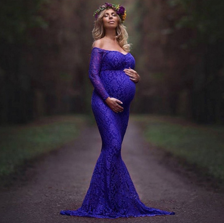 

Maternity fitted lace gown wedding bridal show dress photography baby shower dresses, Pink
