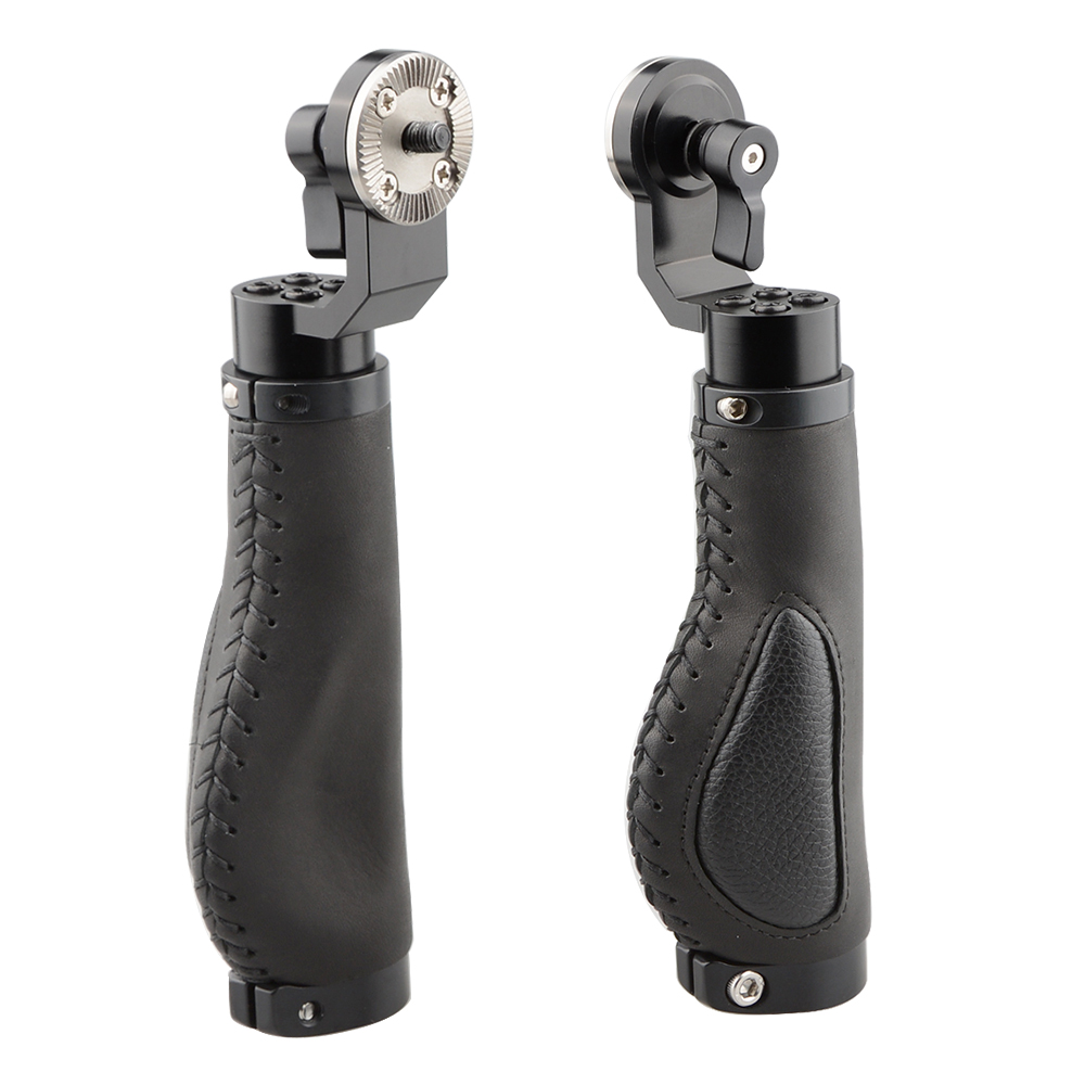 

CAMVATE Aluminum Rosette Leather Handle Grip for ARRI Style Rosette One Pair(Black)