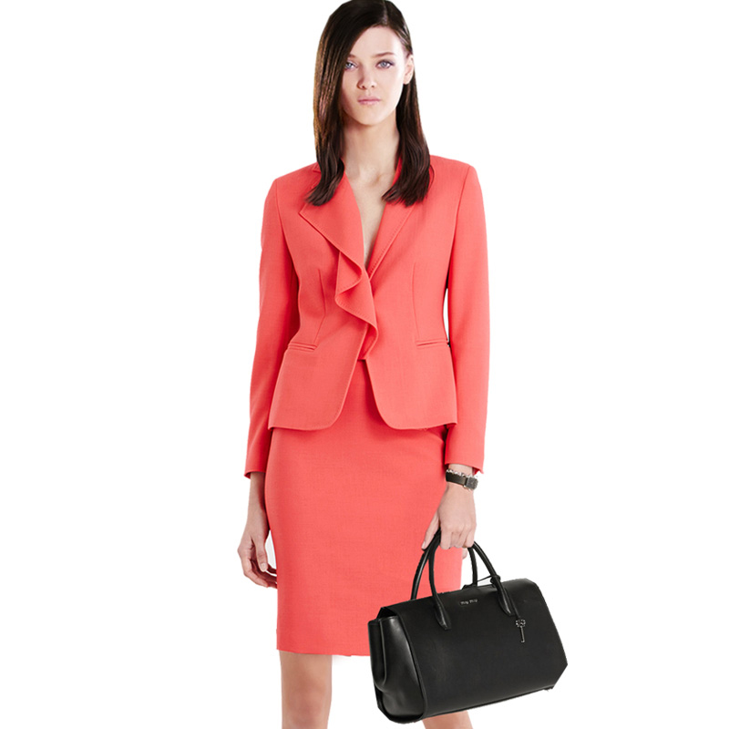 red pencil skirt suit