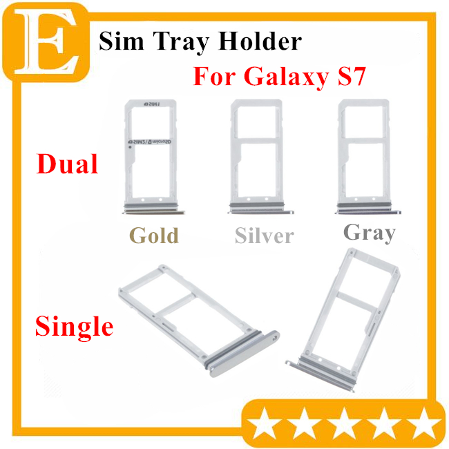 

100% New Double Sim Micro SD Memory Card Tray Holder Slot For Samsung Galaxy S7 G930 Dual Single Sim Tray 10PCS
