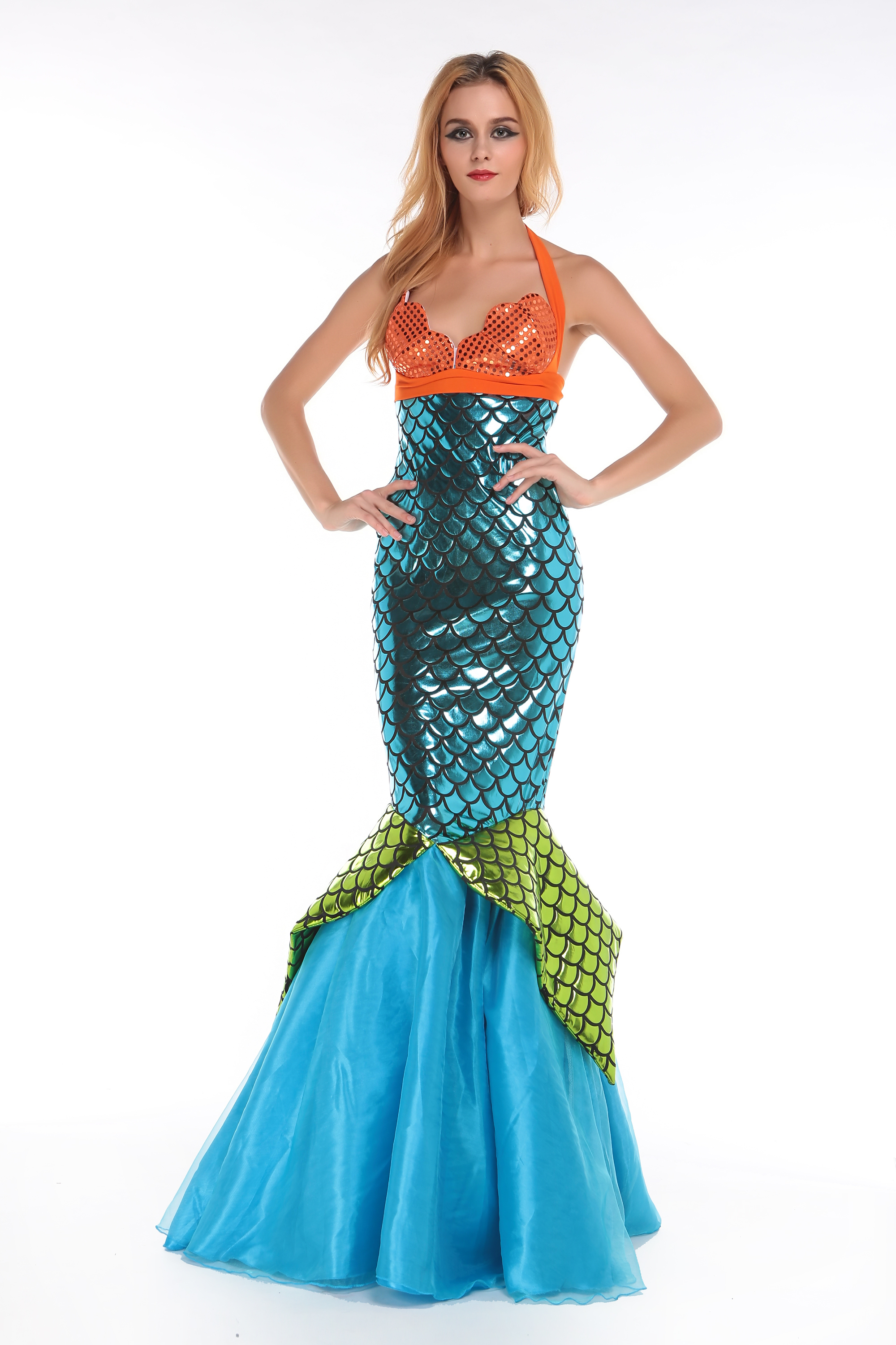 

Deluxe Aquarius Mermaid Costume tale mermaid fairy costume role as the stage costume in for the festival party dress, Blue