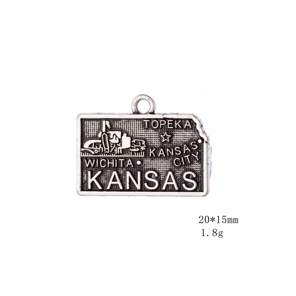 

Antique Metal Kansas Map Charm Fit For Bracelet Pendant Making Fashion Jewelry