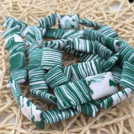 

13*18mm rectangle shape green white stripes calaite turquoises beads stone loose beads women elegant jewelry making 15inch B341