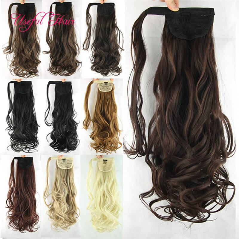 

22inch Synthetic Curly Hairpiece Ponytail Hair Extensions kinky curly 100g crochet braids hair extensions Pony Tail clip in hair extensions