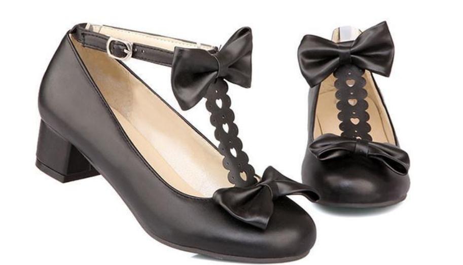 

Free send 2018 spring and autumn new style Coarse heel women's bowknot Shoes, Black