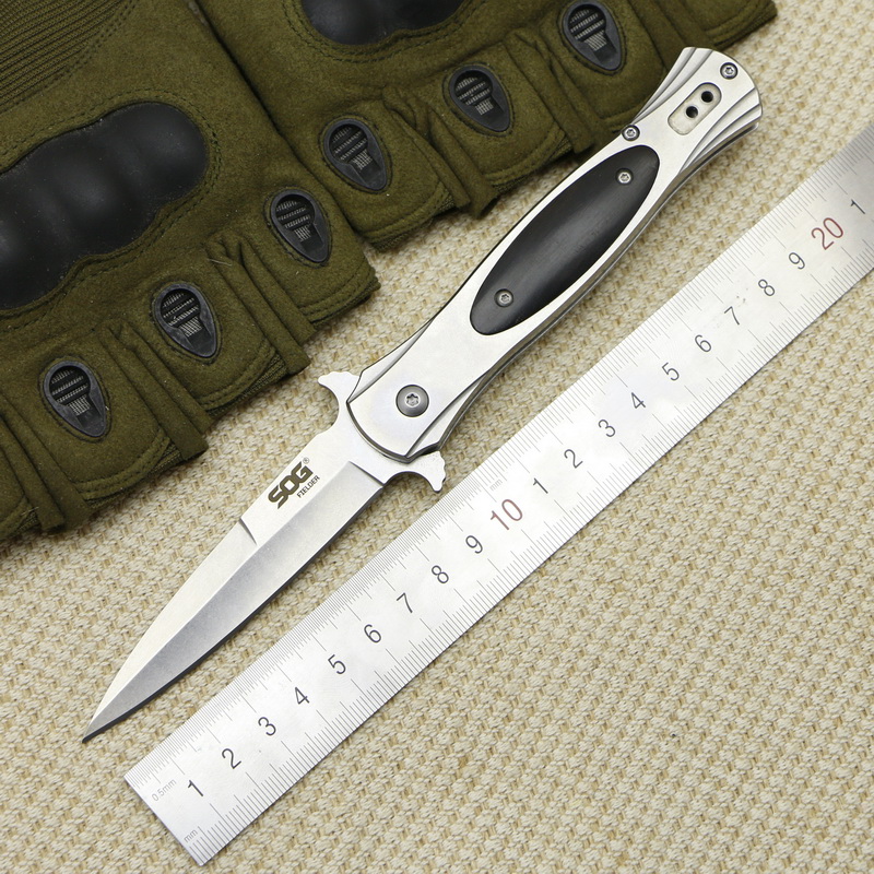 

SOG FIELDER 440C blade Steel Ebony Handle Flipper Folding Outdoor Camping Hunting Pocket Fruit Knives G707 EDC Tools Survival Knife