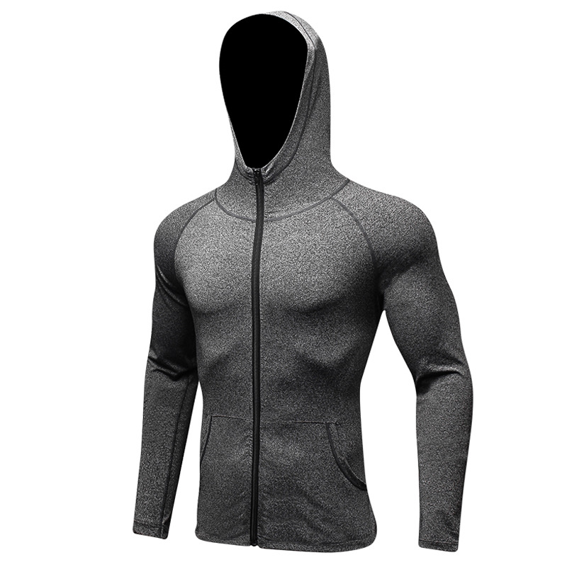 

Men Quick-Dry Hoodies Running Sweatshirt Slim Fit Zip Up Fitness Gym T Shirts, Mix colors(tell us)