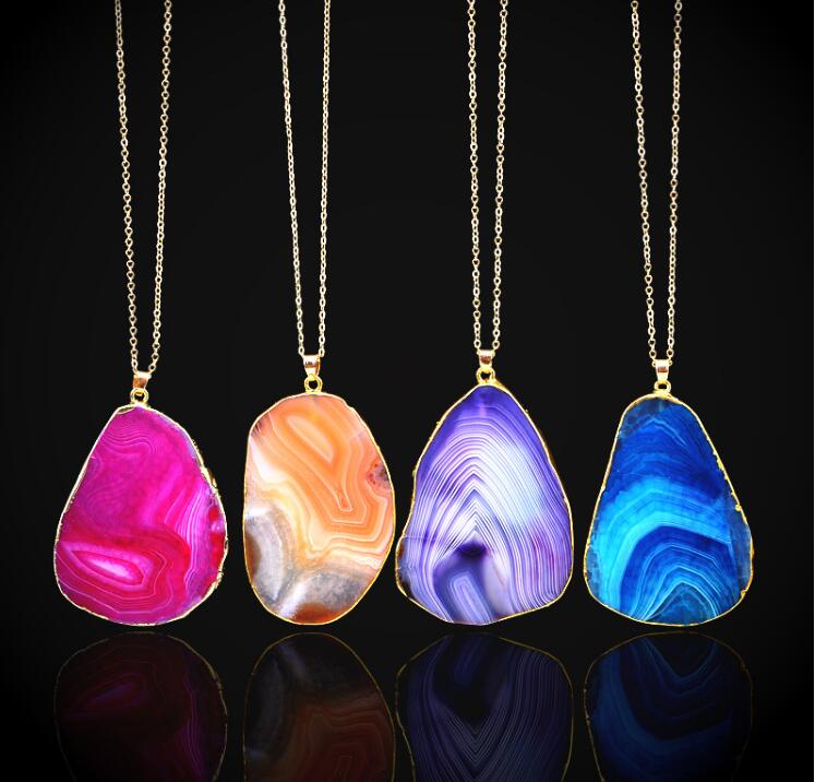 

Quartz crystal Pendant Necklaces Jewlery Women Natural Gemstone Necklace Fit Gold Plated Chains Necklace Jewelry GA151