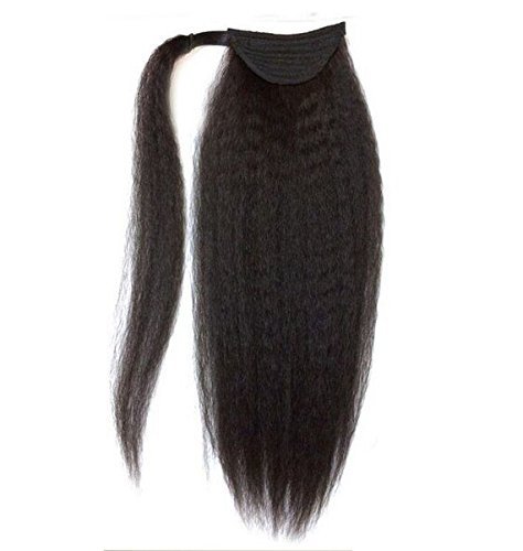 

Kinky Yaki Straight Ponytail Hair Extensions Human Hair Double Weft Brazilian Unprocessed Virgin Hair Clip in Ponytail Hairpiece(14inch)