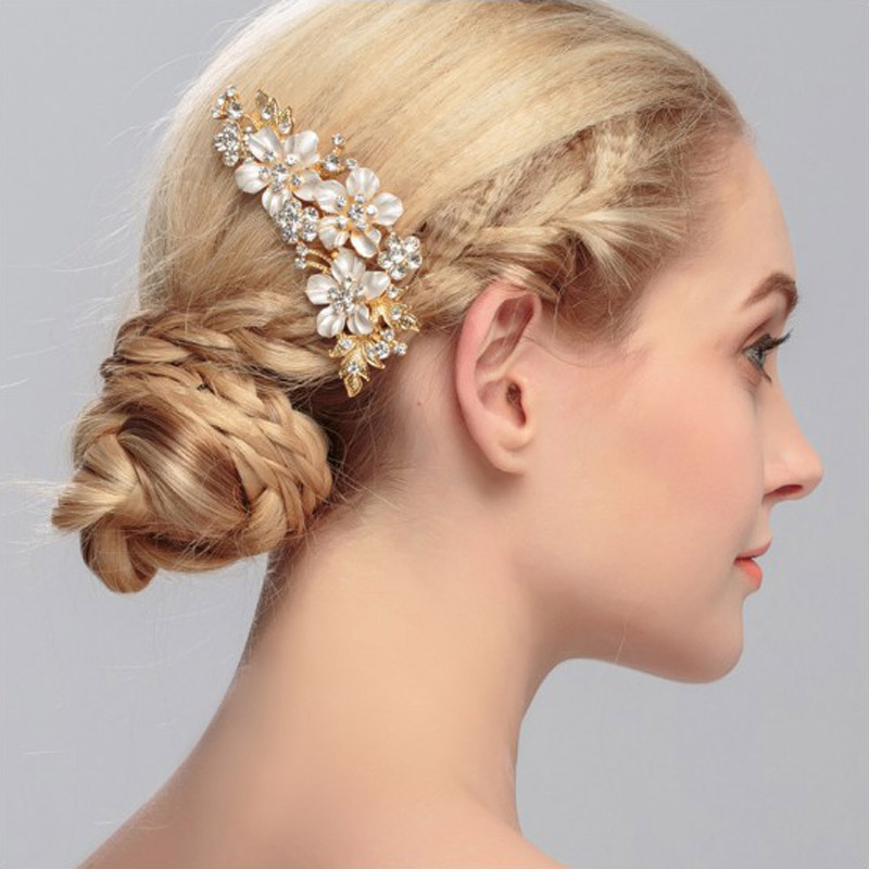 20Pcs Trendy Bride Rhinestone White Crystal Pearl Hair Comb Flower Design Hair Clips Wedding Party Bridal Headpiece Hair Accessories Jewelry-image-410671937