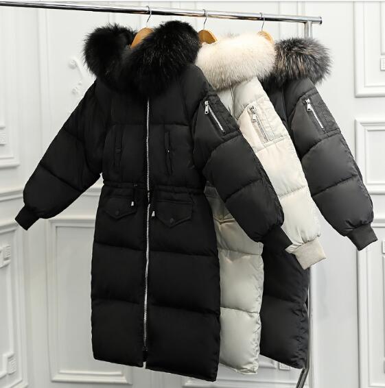 2018 new winter thickening long section fur collar hooded cotton jacket coat Outerwear Parkas jackets
