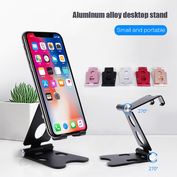 

Aluminum Folding Desktop Mobile Phone Tablet Stand Holder Adjustable for 4.7-9.7 Inch Device, Black