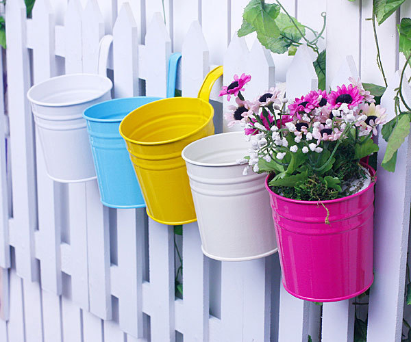 

2018 Gardening Pot Plant Colorful Metal Hanging Flower Pot Plant Planter For Balcony Pots Garden Home Decor Garden Pots