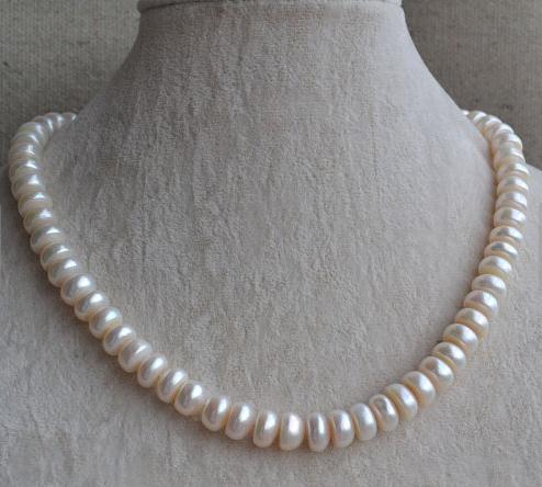 

Genuine Pearl Jewellery,17inches White Color Real Freshwater Pearl Necklace,9.5-10.5mm Big Size Woman Jewelry